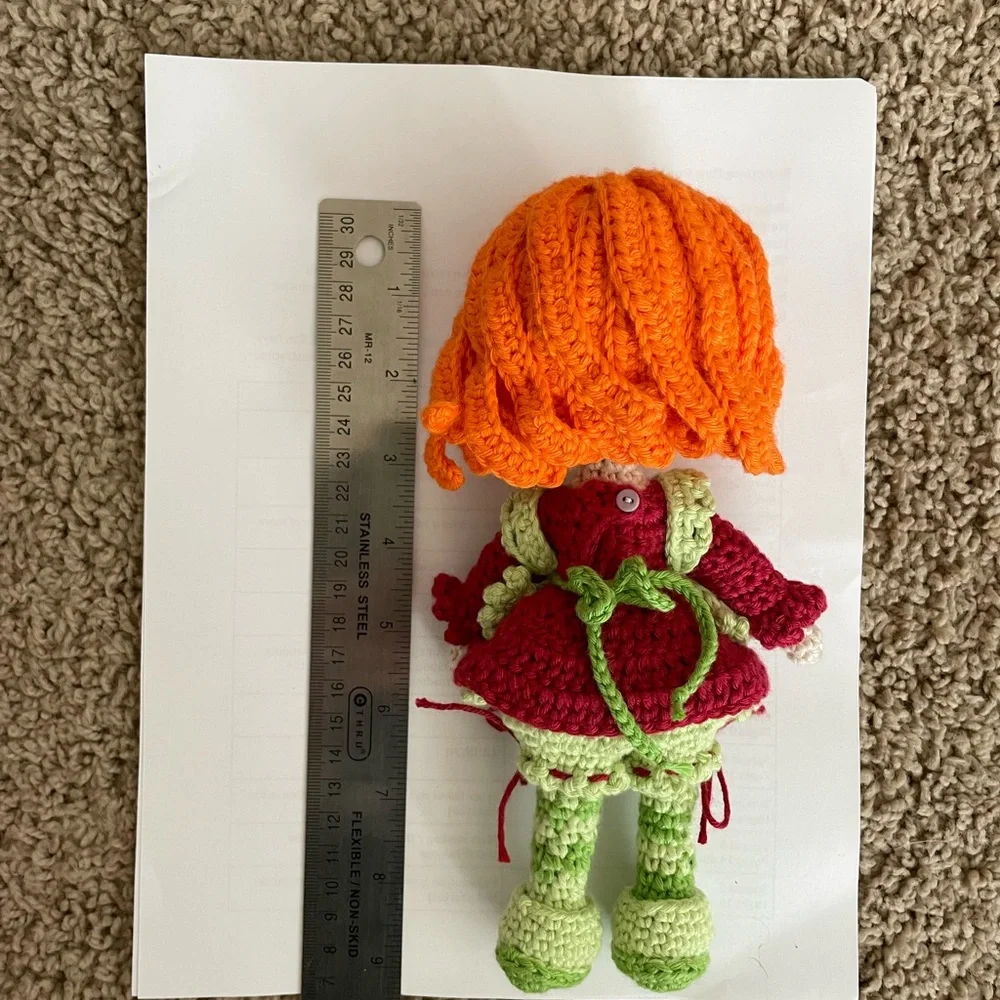 Handmade, Crocheted Strawberry Shortcake Doll with Custard the Cat - Picture 10 of 10